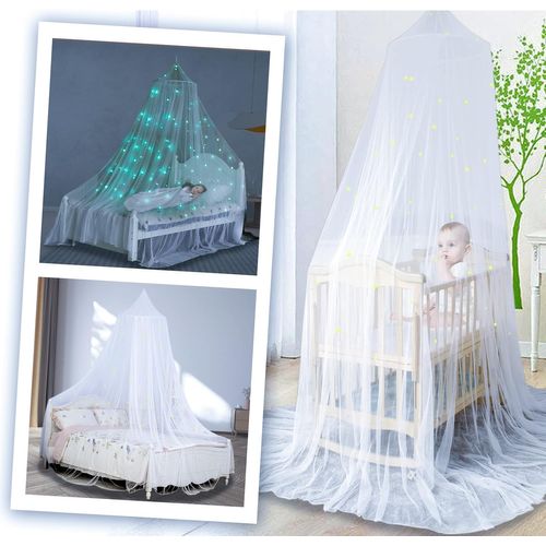 Auvent De Lit Avec Étoiles Fluorescentes Phosphorescentes, Moustiquaire Pour Bébé, Enfants