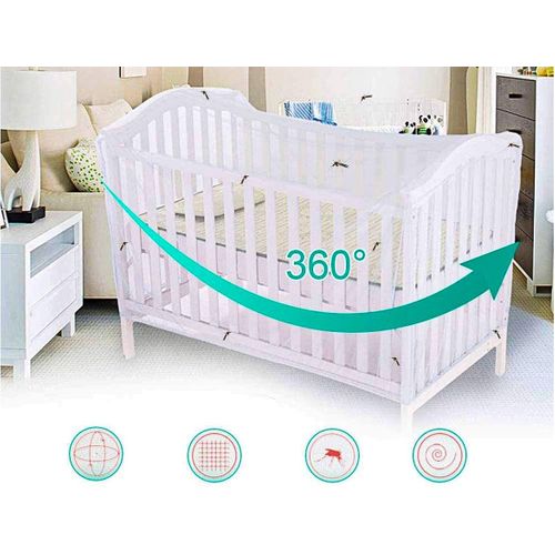 Moustiquaire Lit Bébé Universel Pour Bébé135*60*90cm, Couleur Blanche