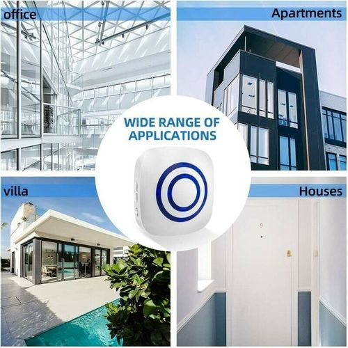 Kit De Sonnette Électrique Sans Fil Avec 1 Récepteur Et 1 Détecteur De Mouvement Pir