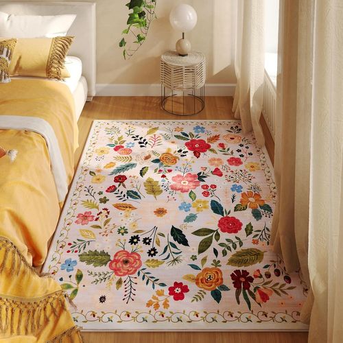 Tapis Antidérapant, Idéal Pour Chambre à Coucher, 60×90cm, Blanc
