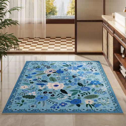 Tapis Antidérapant, Idéal Pour Chambre à Coucher, 40×60cm, Bleu