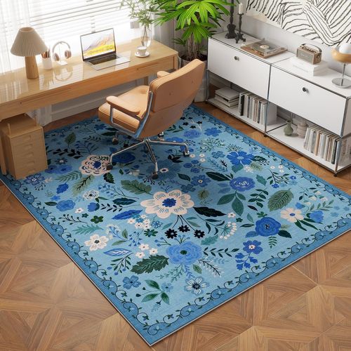 Tapis Antidérapant, Idéal Pour Chambre à Coucher, 50×80cm, Bleu