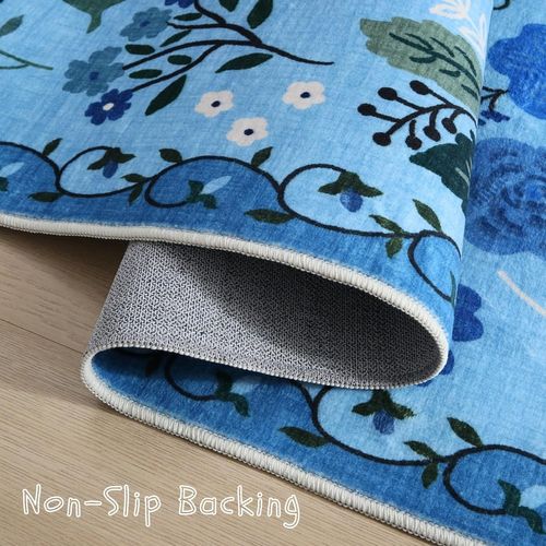 Tapis Antidérapant, Idéal Pour Chambre à Coucher, 50×80cm, Bleu