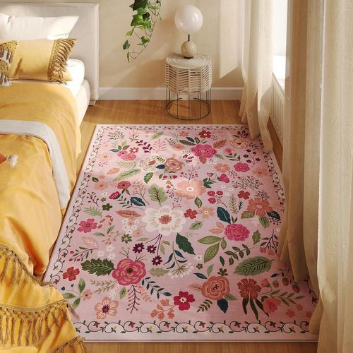 Tapis Antidérapant, Idéal Pour Chambre à Coucher, 60×90cm, Rose