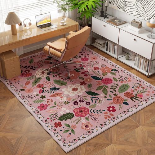 Tapis Antidérapant, Idéal Pour Chambre à Coucher, 60×90cm, Rose