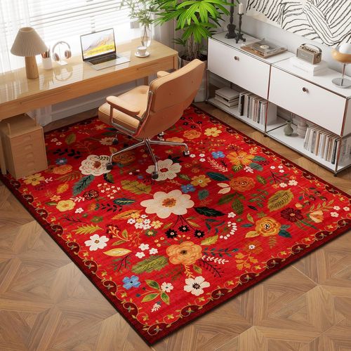 Tapis Antidérapant, Convient Pour Chambre à Coucher, 50×80cm, Rouge