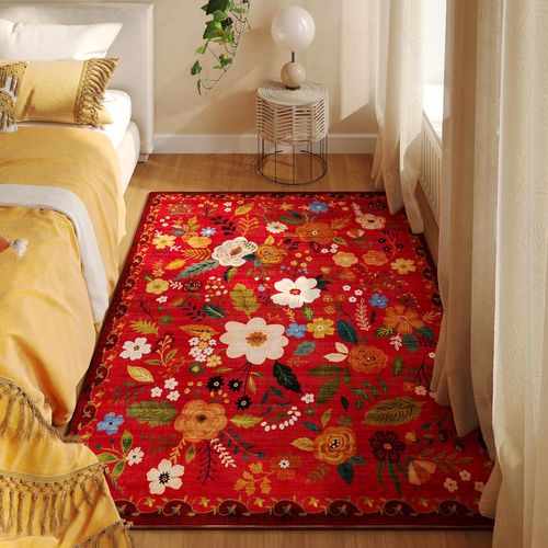 Tapis Antidérapant, Convient Pour Chambre à Coucher, 50×80cm, Rouge