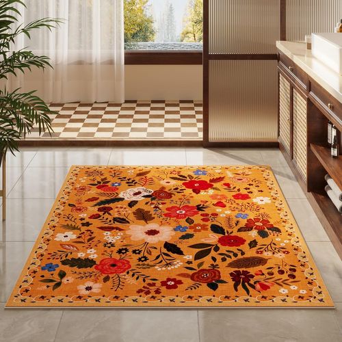 Tapis Antidérapant, Convient Pour Chambre à Coucher, 50×80cm, Orange