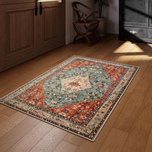 Tapis à Poils Ras, 50×80 Cm - Rouge