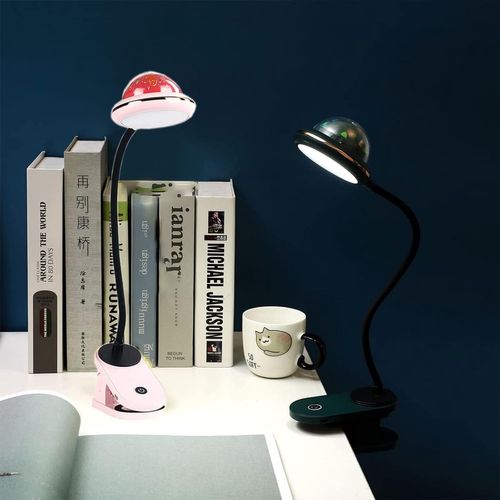 Lampe De Bureau LED Pour Lire Au Lit Avec Mini Projecteur Rechargeable Par USB, Rose
