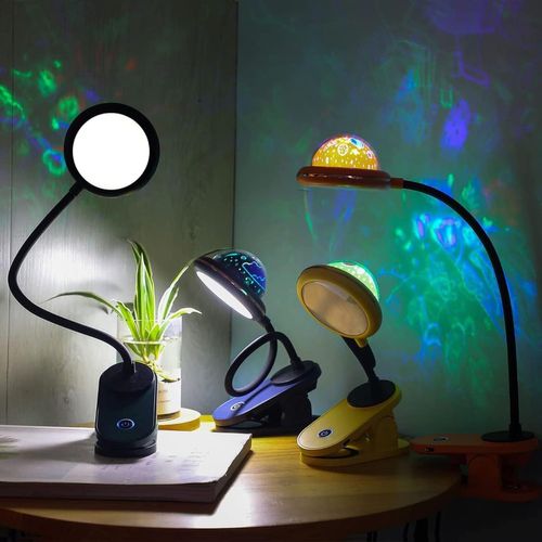Lampe De Bureau LED Pour Lire Au Lit Avec Mini Projecteur Rechargeable Par USB Bleu
