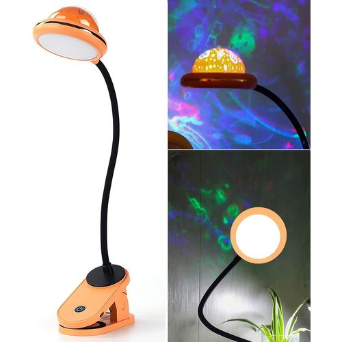 Lampe De Bureau LED Pour Lire Au Lit Avec Mini Projecteur Rechargeable Par USB, Orange