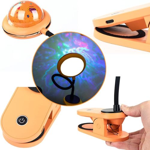 Lampe De Bureau LED Pour Lire Au Lit Avec Mini Projecteur Rechargeable Par USB, Orange