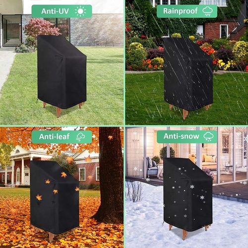 X2 Housse De Protection De Chaise De Jardin Imperméables 75x75x120 Cm - Noir