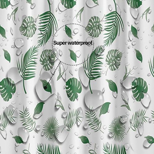 Rideau De Douche Imperméable Pour Salle De Bain (feuilles Vertes, 120×200cm)
