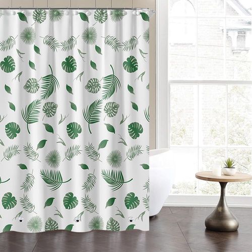 Rideau De Douche Imperméable Pour Salle De Bain (feuilles Vertes, 120×200cm)