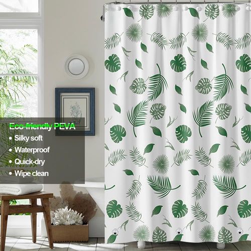 Rideau De Douche Imperméable Pour Salle De Bain (feuilles Vertes, 1500×200cm)