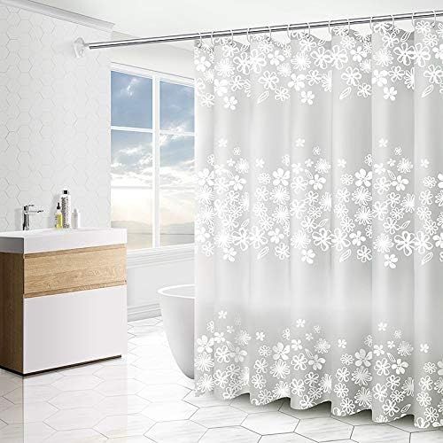 Rideau De Douche Imperméable Pour Salle De Bain (fleurs Blanches, 120 × 180 Cm)