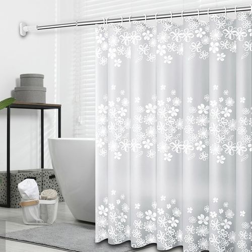 Rideau De Douche Imperméable Pour Salle De Bain (fleurs Blanches, 180 × 180 Cm)
