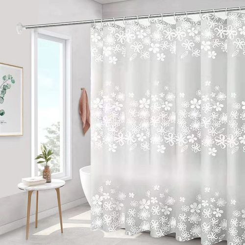 Rideau De Douche Imperméable Pour Salle De Bain (fleurs Blanches, 180 × 180 Cm)