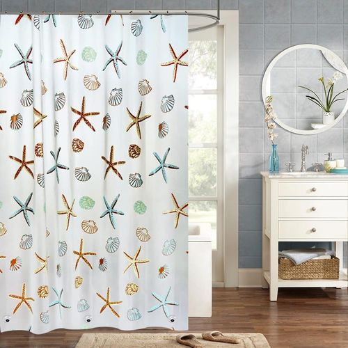 Rideau De Douche Imperméable Pour Salle De Bain (étoile De Mer, 80 × 180 Cm)