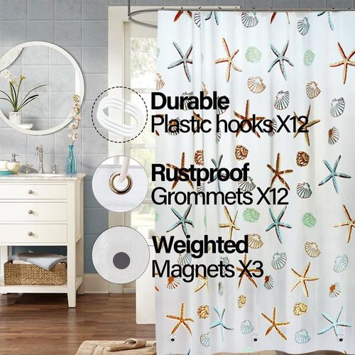 Rideau De Douche Imperméable Pour Salle De Bain (étoile De Mer, 100 × 180 Cm)