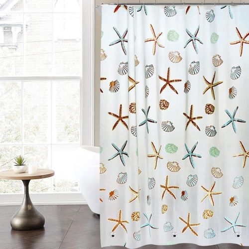 Rideau De Douche Imperméable Pour Salle De Bain (étoile De Mer, 150 × 200 Cm)