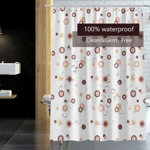 Rideau De Douche Imperméable Pour Salle De Bain (anneau De Café, 120 × 180 Cm)
