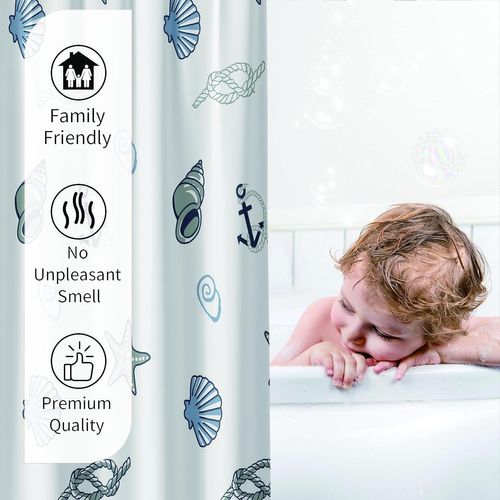 Rideau De Douche Imperméable Pour Salle De Bain (petit Coquillage, 100 × 200 Cm)