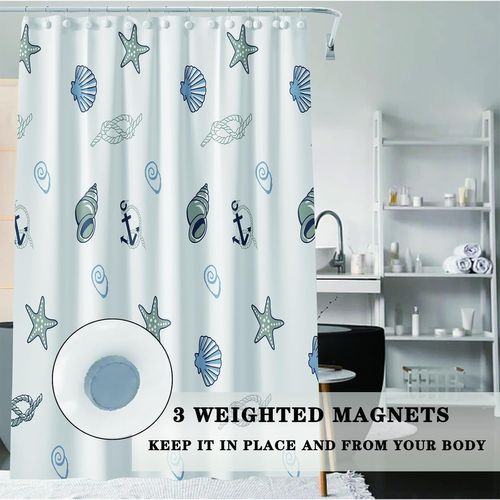 Rideau De Douche Imperméable Pour Salle De Bain (petit Coquillage, 100 × 200 Cm)