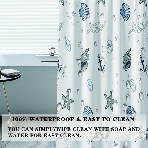 Rideau De Douche Imperméable Pour Salle De Bain (petit Coquillage, 120 × 200 Cm)