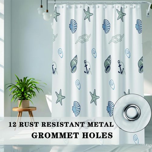 Rideau De Douche Imperméable Pour Salle De Bain (petit Coquillage, 180×200cm)