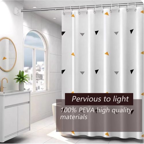 Rideau De Douche Imperméable Pour Salle De Bain （triangle Jaun, 180×180cm)