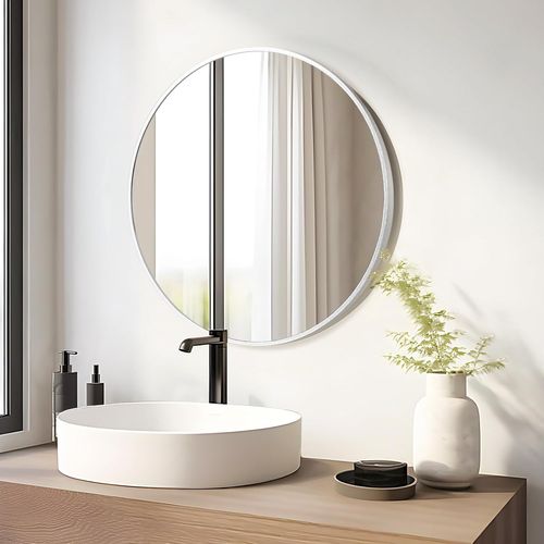 Miroir De Salle De Bain Rond Argenté, 30×30cm