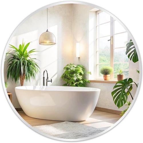 Miroir De Salle De Bain Rond Argenté, 40×40cm