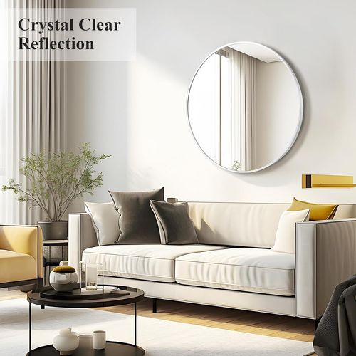 Miroir De Salle De Bain Rond Argenté, 60×60cm