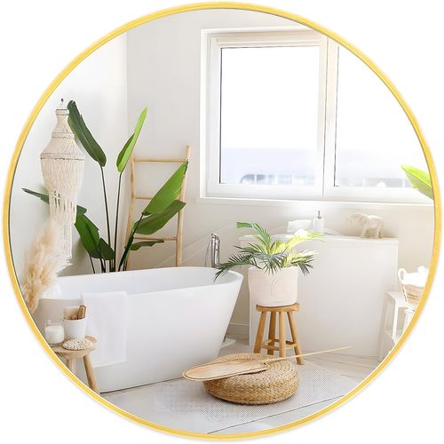 Miroir De Salle De Bain Rond Doré, 40×40cm