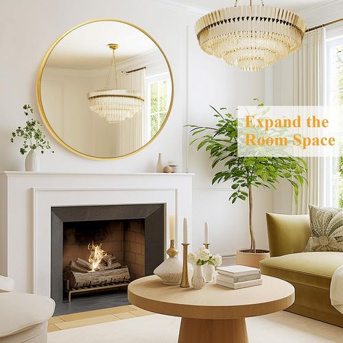 Miroir De Salle De Bain Rond Doré, 50×50cm