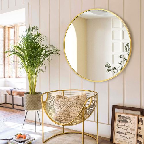 Miroir De Salle De Bain Rond Doré, 50×50cm