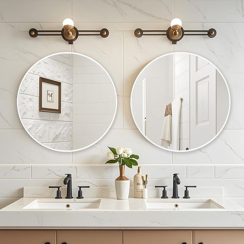 Miroir De Salle De Bain Rond Blanc, 40×40cm