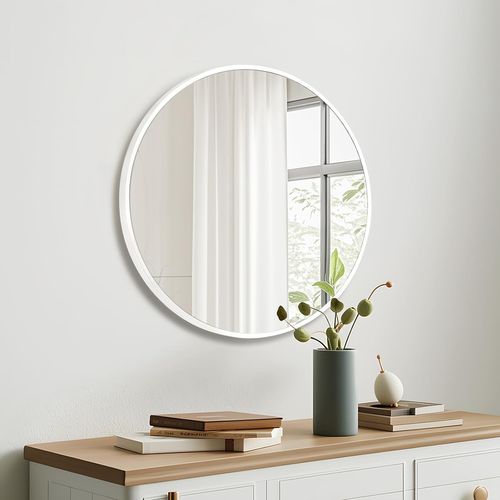 Miroir De Salle De Bain Rond Blanc, 50×50cm