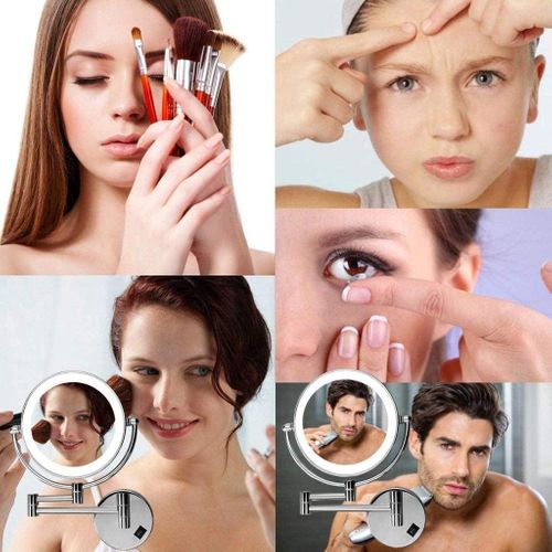 Miroir De Salle De Bain Pliable, Argenté, 20 Cm