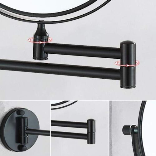 Miroir De Salle De Bain Pliable, Noir, 20 Cm