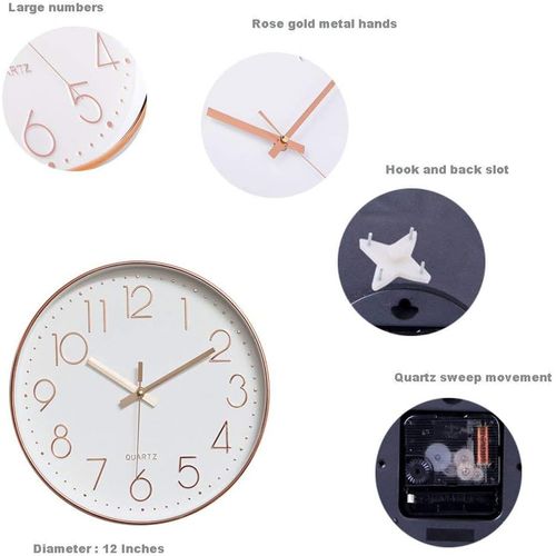 Horloge Murale à Quartz Silencieuse Et Moderne De 30,5 Cm