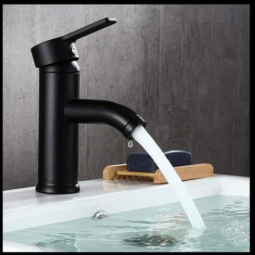 Robinet De Lavabo En Acier Inoxydable, Noir