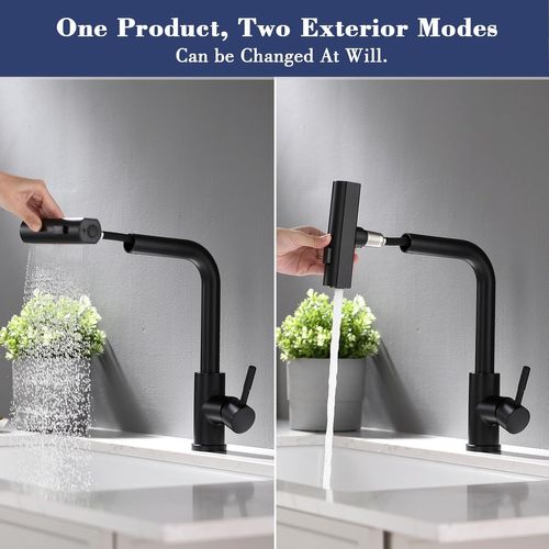 Robinet De Cuisine Pivotant à 360° Et Extractible  - Noir