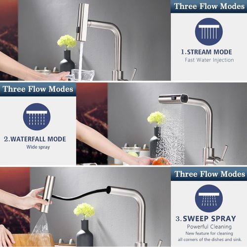 Robinet De Cuisine Pivotant à 360° Et Extractible - Noir