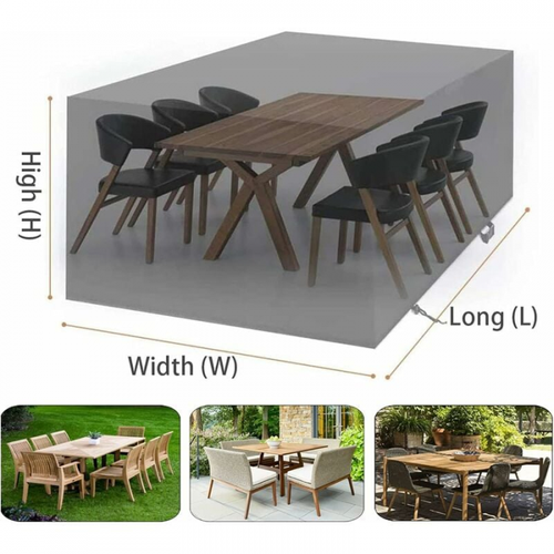 180 X 120 X 74 Cm 210d Housse De Table Et De Chaise De Patio De Jardin Extérieur, Noir