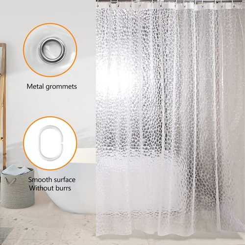Rideau De Douche Translucide Anti-moisissure Avec Crochets, 180×200cm