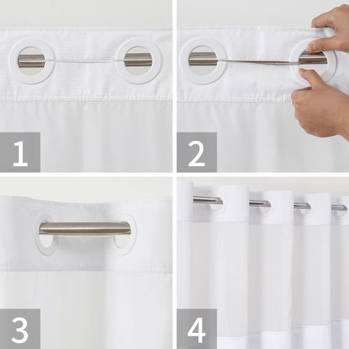 Rideau De Douche Blanc En Lin Avec Filet, Imperméable, 137 X 203 Cm